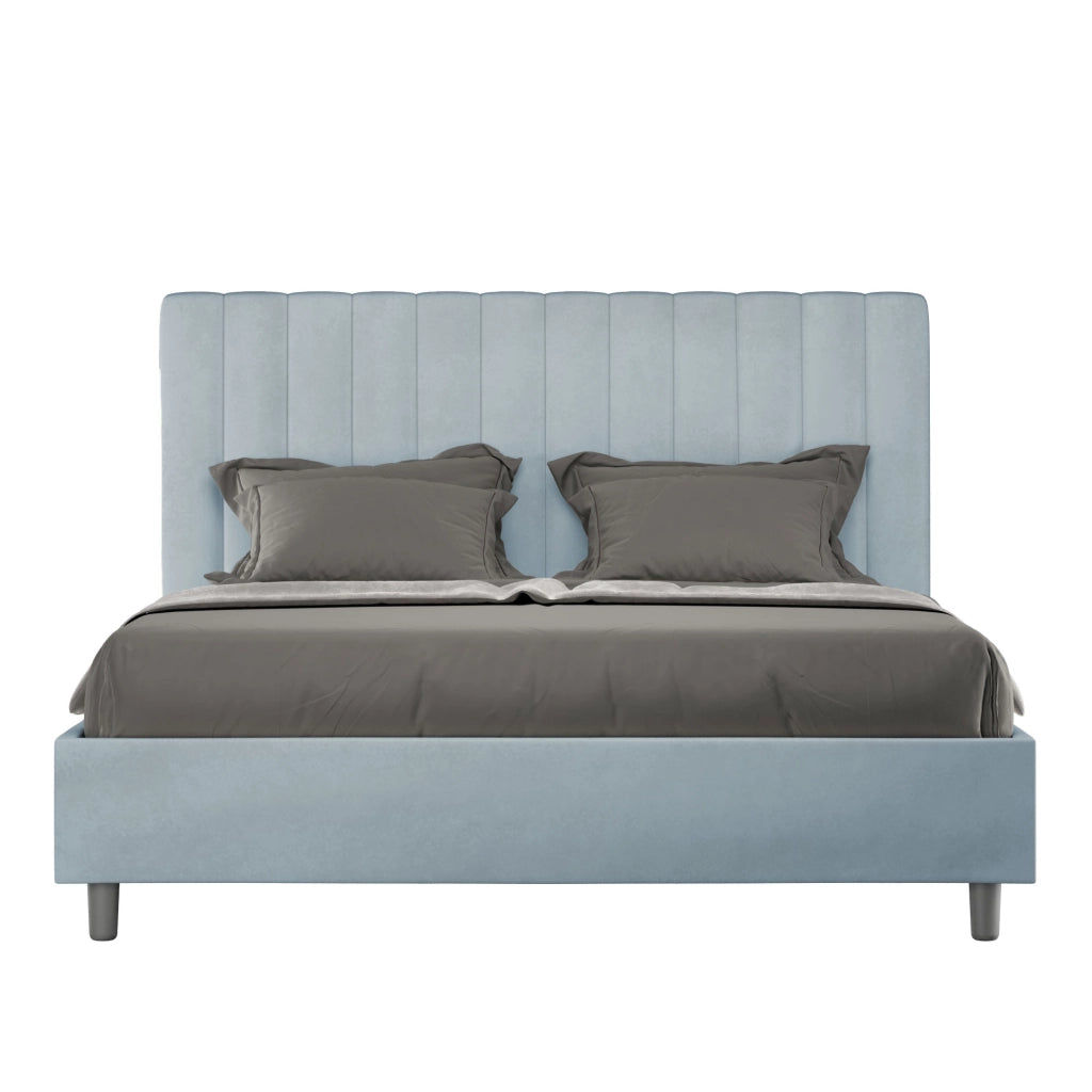 BS COM Letto una piazza e mezza contenitore imbottito 130x190 microfibra azzurro