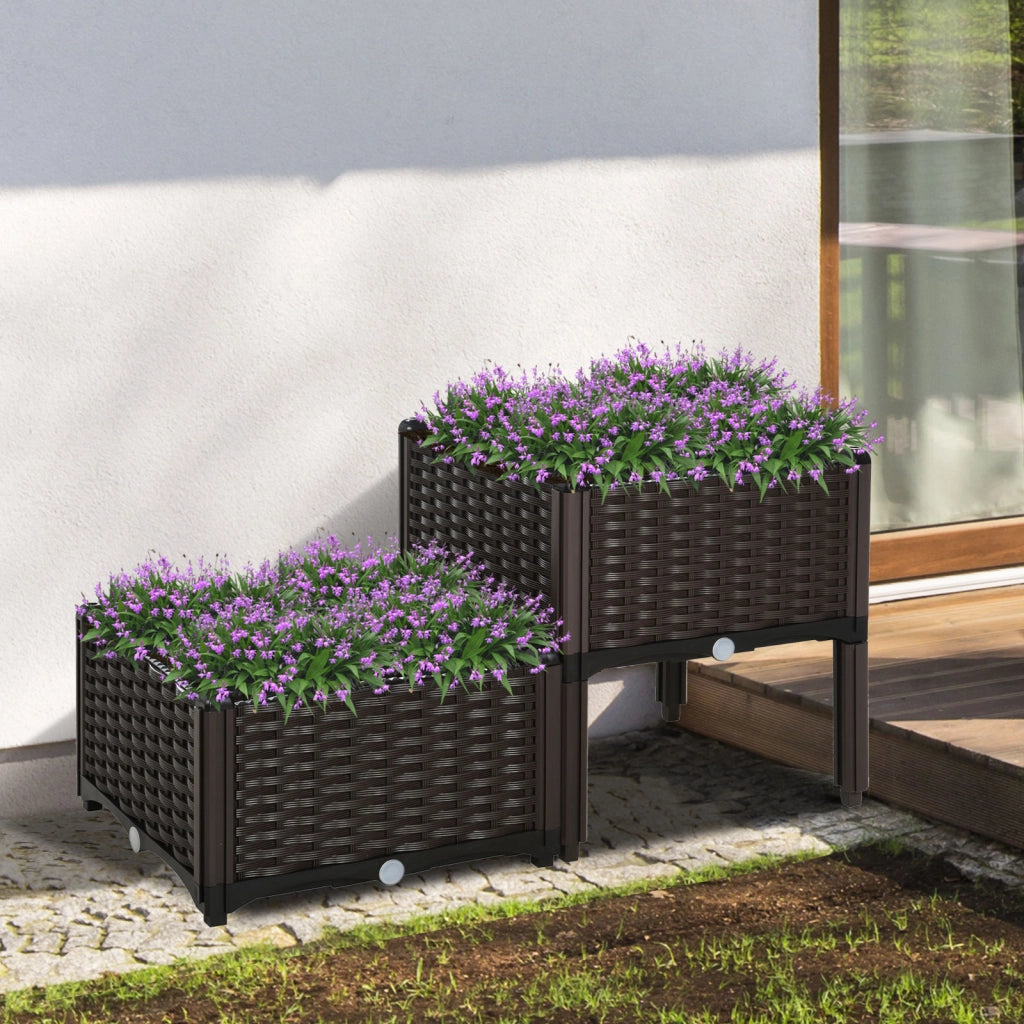 Vasche Quadrate Giardinaggio 2 Pezzi ¨C Minimal ¨C Marrone 40x44x26 cm