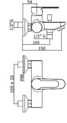 Miscelatore esterno per Vasca con Duplex e Doccino linea BLU cromato