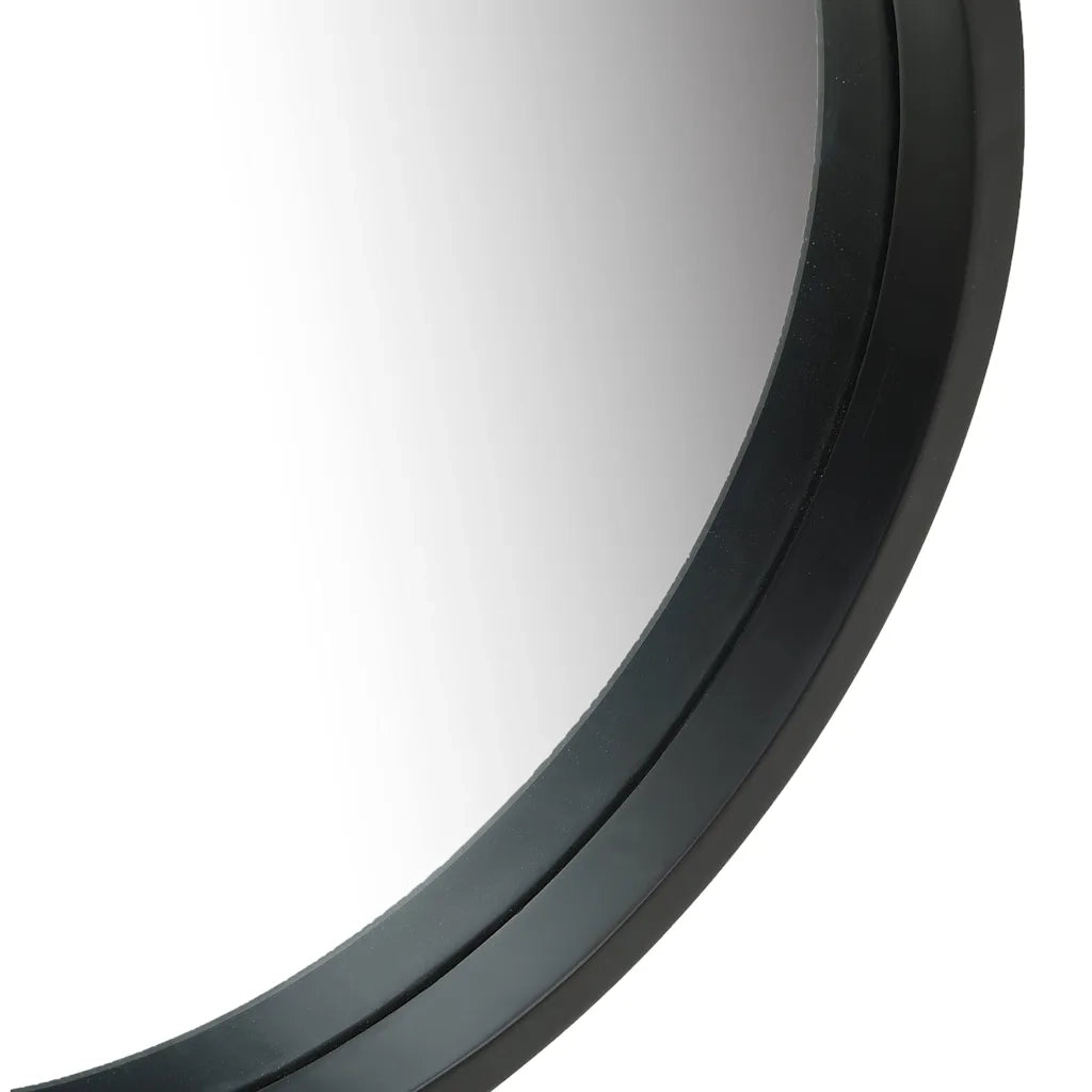 Specchio da Parete con Cinghia-Specchio a Muro-Specchio Decorativo 40 cm Nero