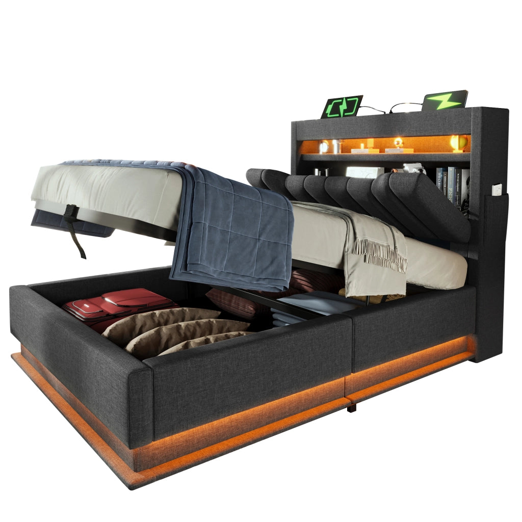 letto imbottito lino grigio 90 x 200 cm