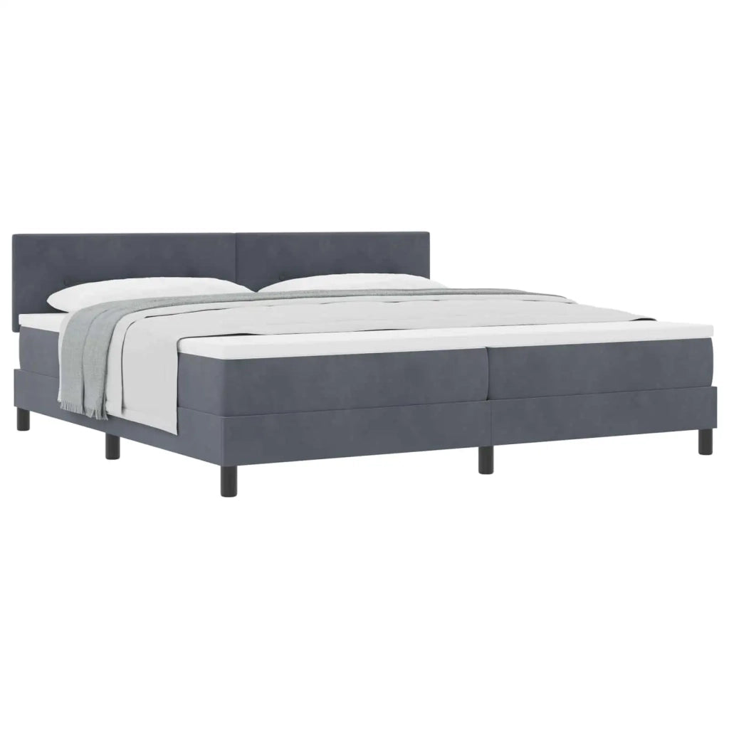 Letto a molle con materasso Grigio scuro 200 x 200 cm Velluto 3339195