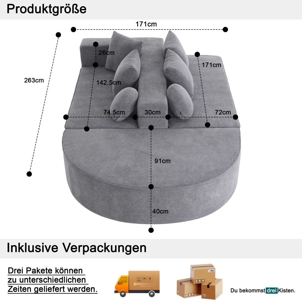 Sofa modulare senza ossa - Zephmum- Completamente compresso, segmentato, tessuto chenille
