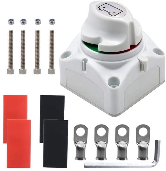 Schakelaar Accu-Ontkoppelingsschakelaar Premium 275A - Impermeabile - Adatto per Barche, Camper, Camion - Bianco