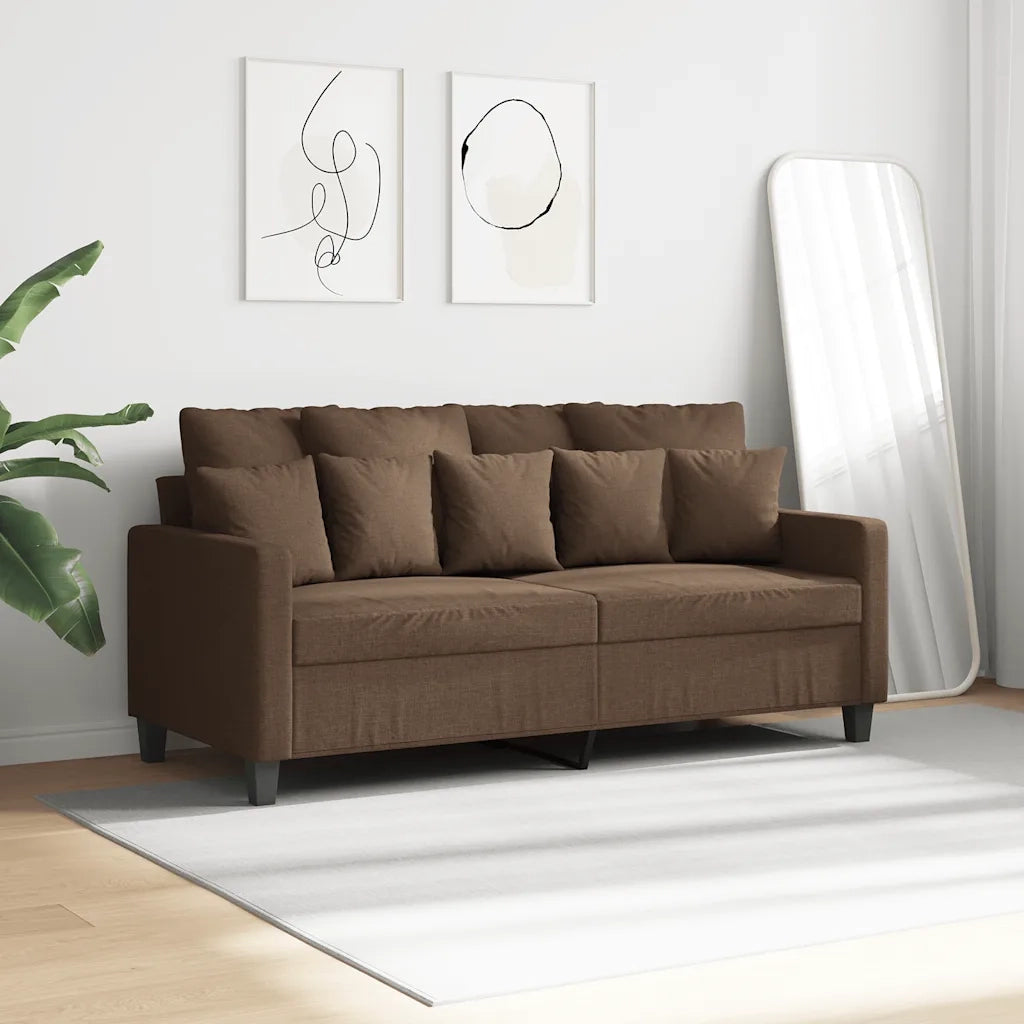 Divano a 2 Posti Marrone 140 cm in Tessuto 359270