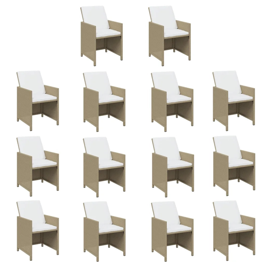 Set da Pranzo per Giardino 19pz con Cuscini in Polyrattan Beige 3095652