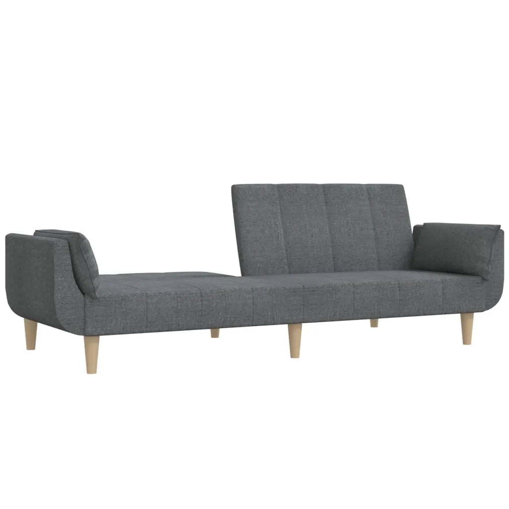 Divano Letto a 2 Posti con 2 Cuscini Grigio Chiaro in Tessuto 375869