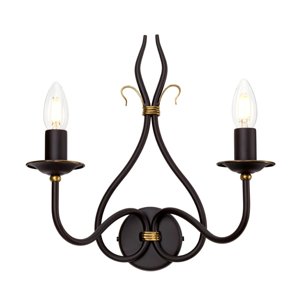 Applique rustica doppia ruggine-oro 2xE14 Windermere Elstead