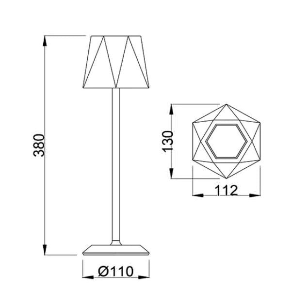LAMPADA DA TAVOLO A LED RICARICABILE NERA KATY FABAS