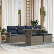 Set Divani da Giardino 6 pz con Cuscini Grigio in Polyrattan 3267871