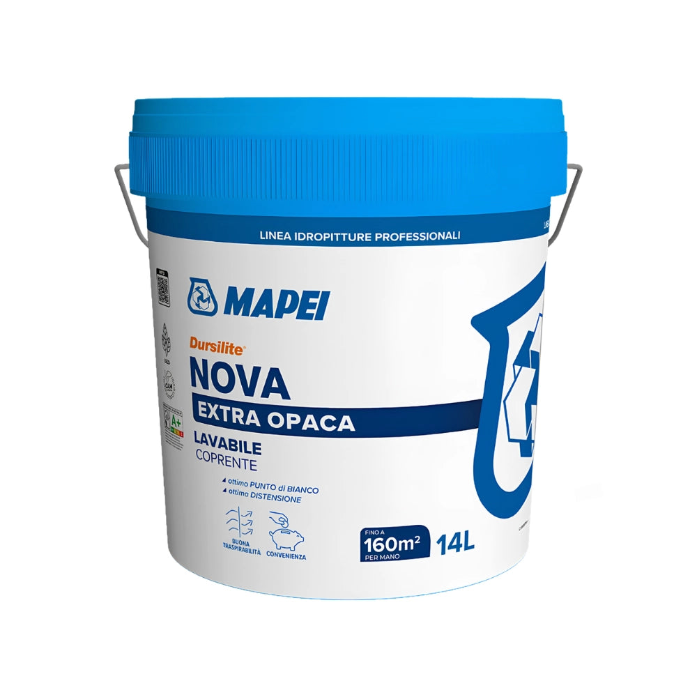 Mapei dursilite nova idropittura murale extra opaca lavabile per interni 14l