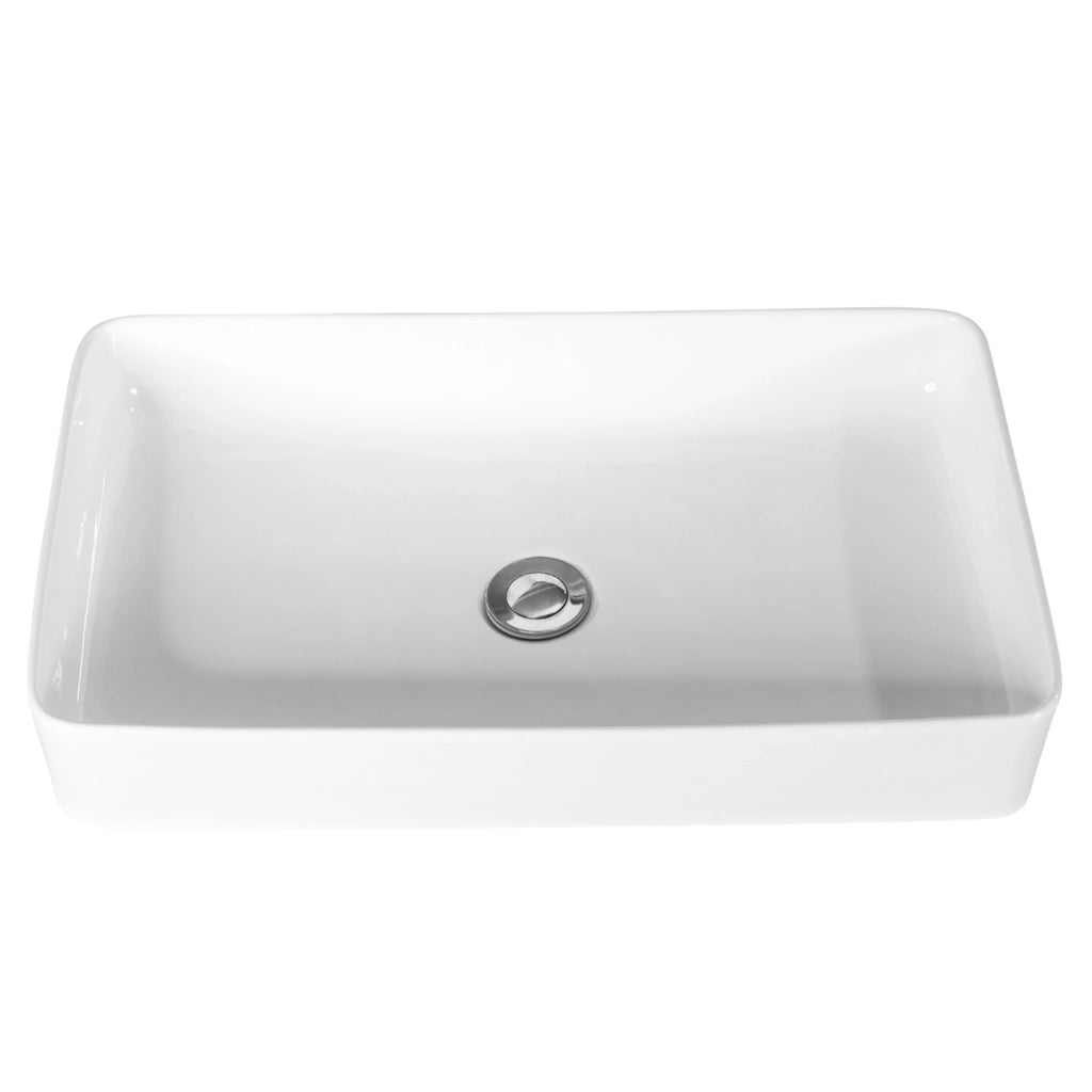 Lavandino da bagno in porcellana con scarico a scomparsa-Lavandino da bagno in ceramica 60x35cm Bianco