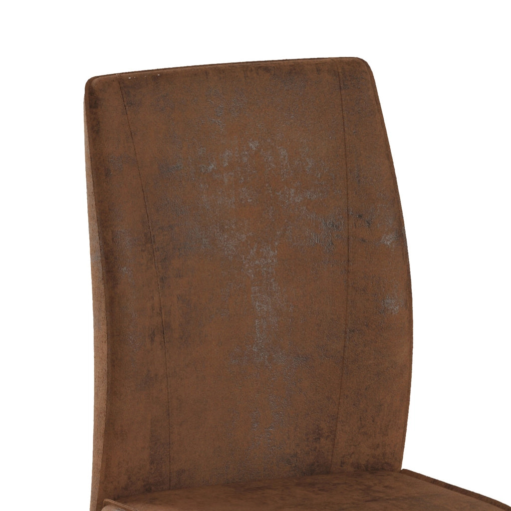 Sedia da pranzo Set da 2 schienale ergonomico piedini antiscivolo in tessuto e metallo marrone
