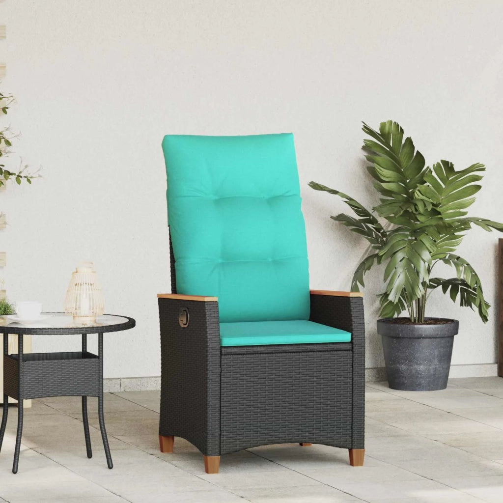 Sedia da giardino reclinabile Nero e Turchese polyrattan 42026863
