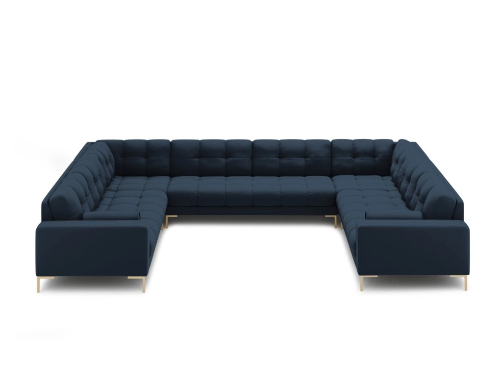 Cosmopolitan Design - Divano panoramico "Bali" 9 posti in tessuto strutturato blu 