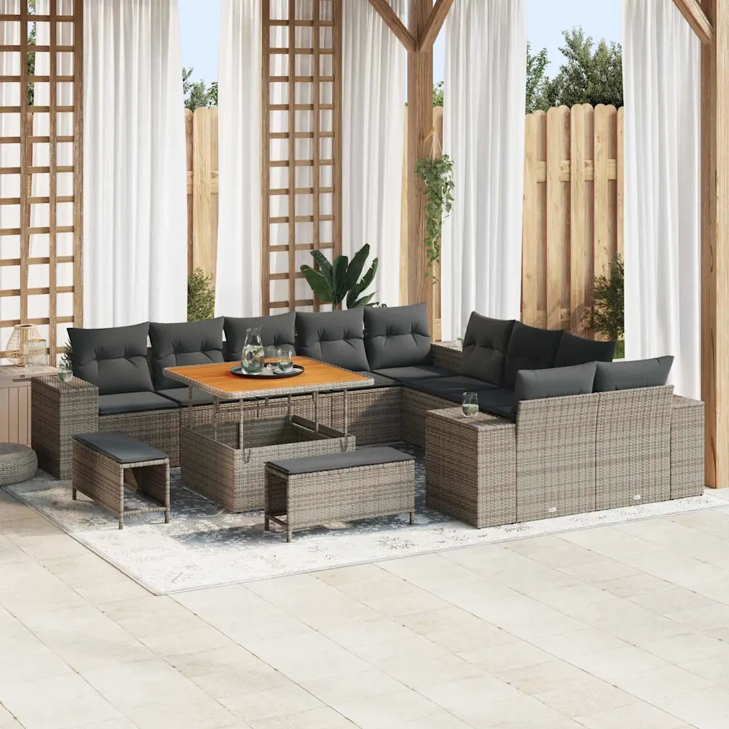 Set Divano da Giardino con cuscino 13 pcs Grigio polyrattan 3362058