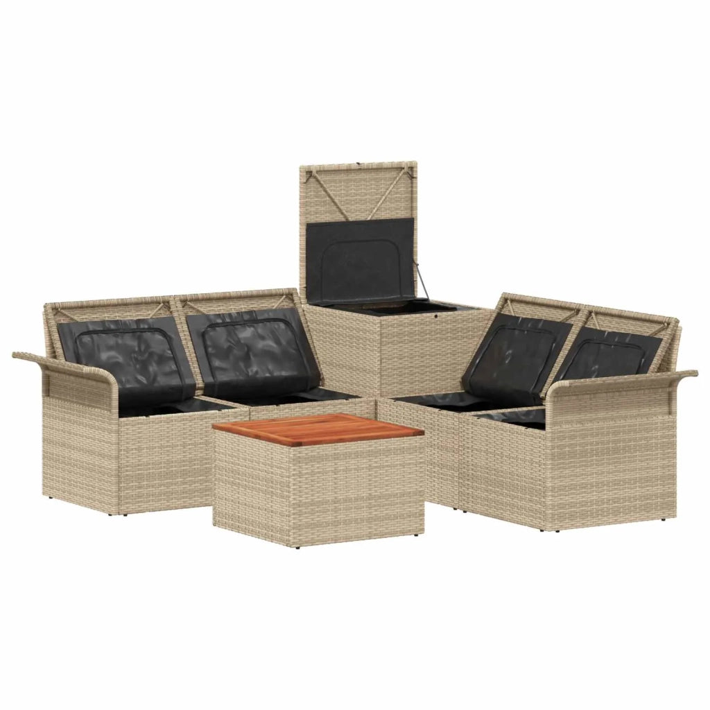 Set di divani 6 pz 4-Numero di posti Beige e Bianco Crema 3447094