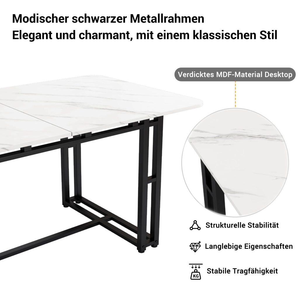 Tavolo da Pranzo Rettangolare ¨C Xylo ¨C Nero, Gambe in Metallo, 140x80 cm