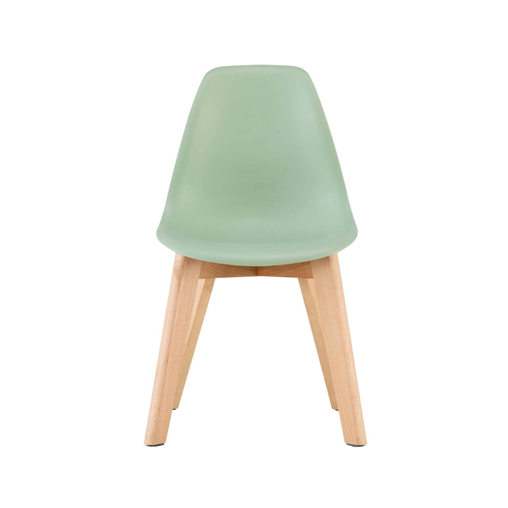 Sedia scandinava per bambini in legno di faggio, verde chiaro
