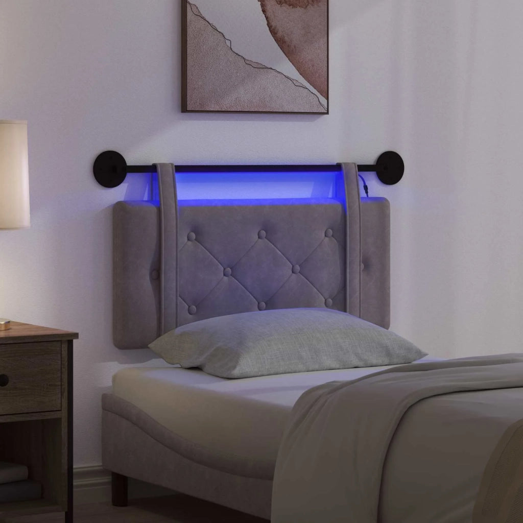 Testiera | Testata sospesa Con luce LED Grigio PU Antico