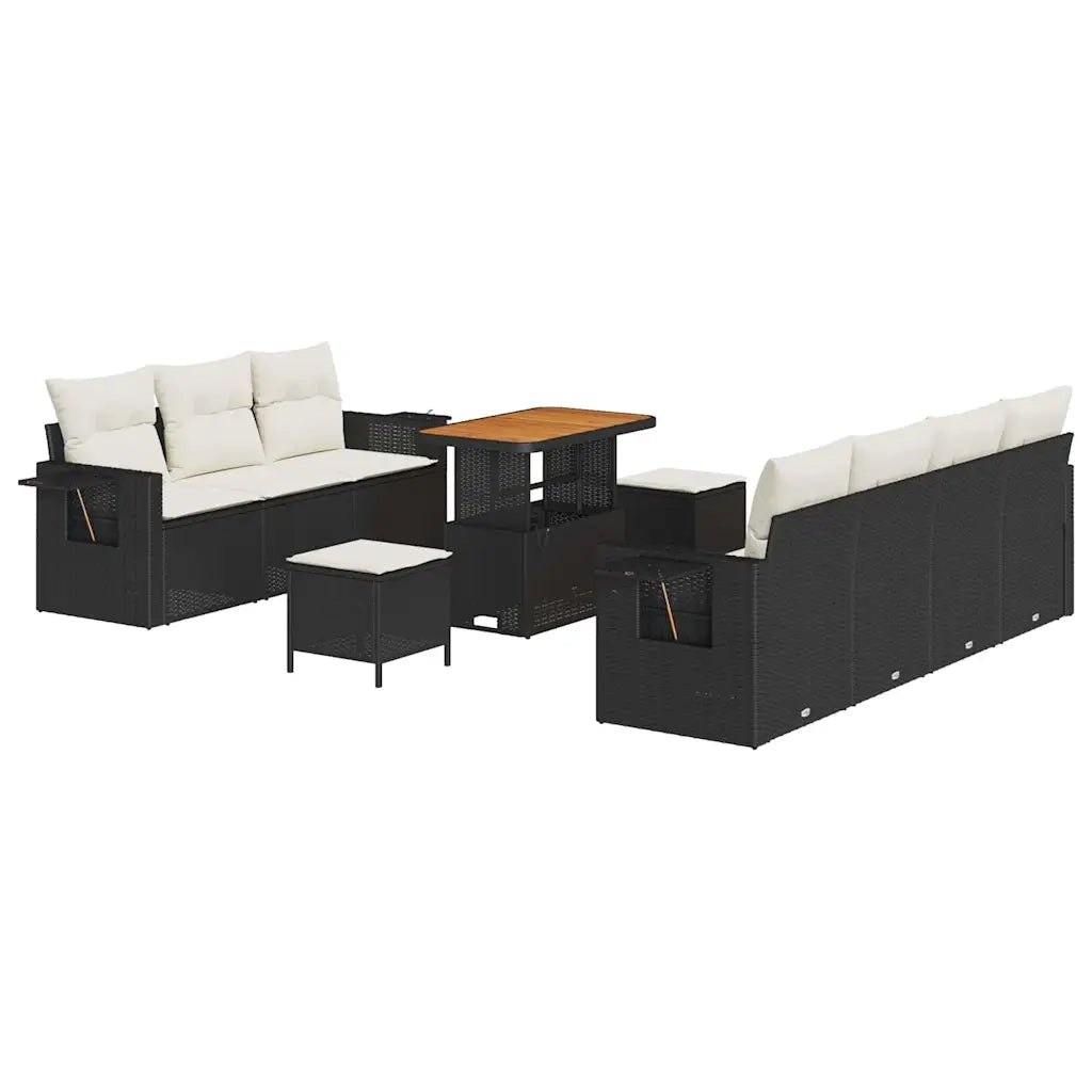 Set Divano da Giardino con cuscino 10 pcs Nero polyrattan 3361710