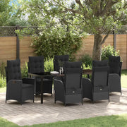 Set da Pranzo per Giardino con cuscino 7 pcs Nero polyrattan 3380489