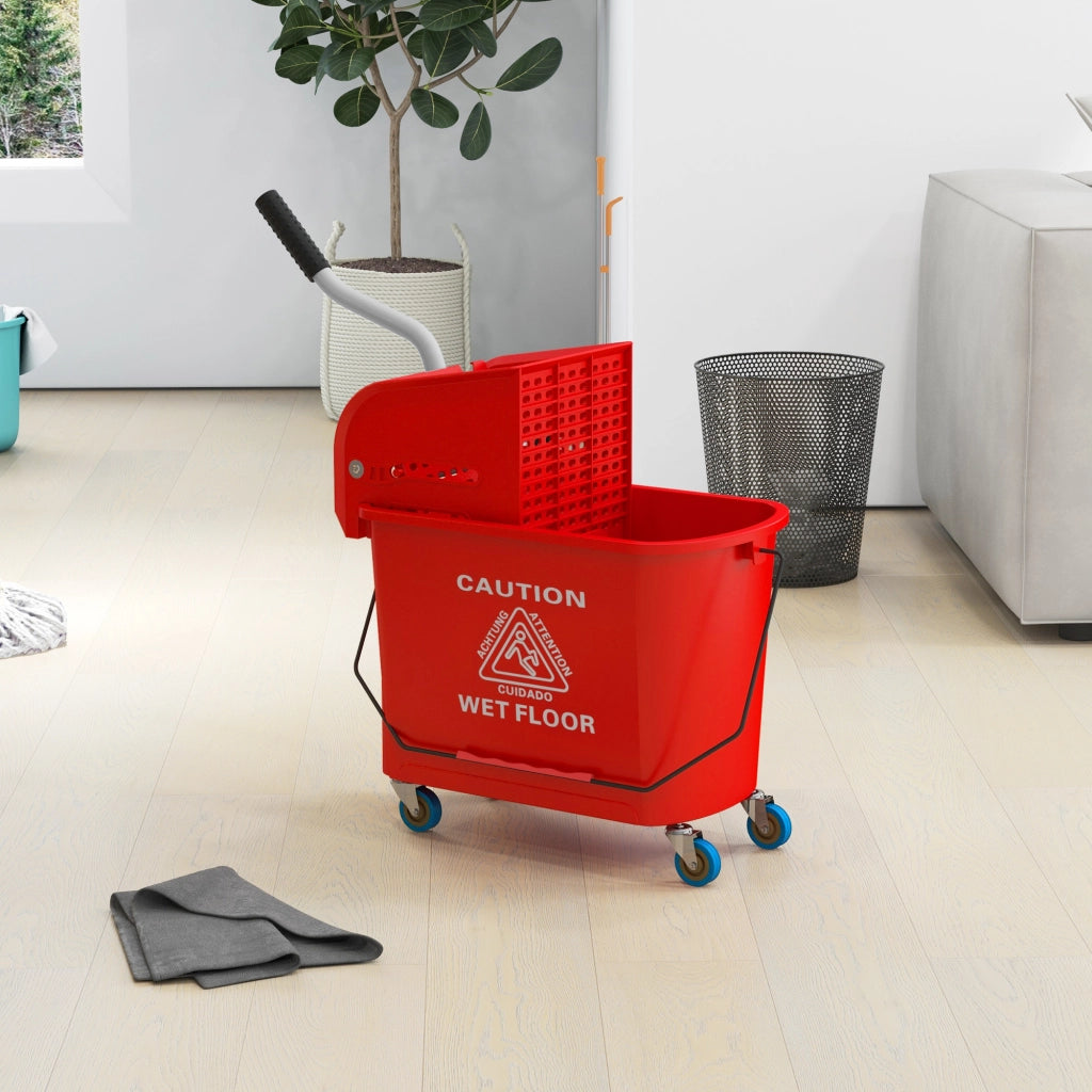 Secchio per lavare 20L con ruote e strizzatore ¨C Minimal ¨C 60x27x70,5 cm Rosso