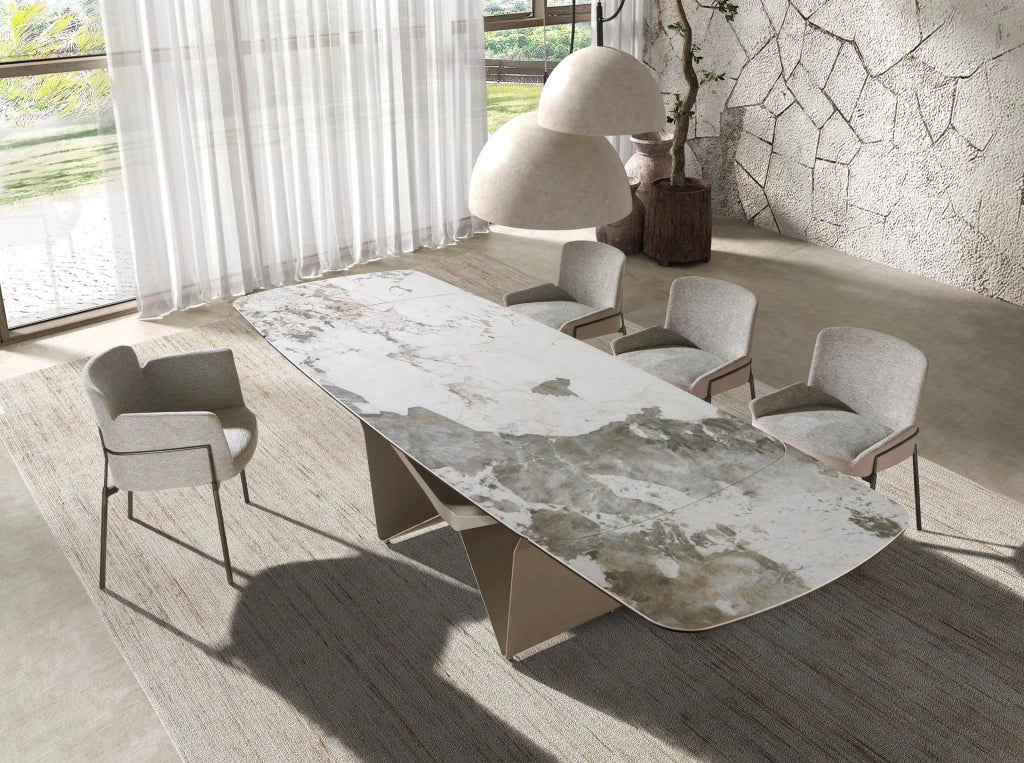 Sedia in tessuto grigio e velluto marrone