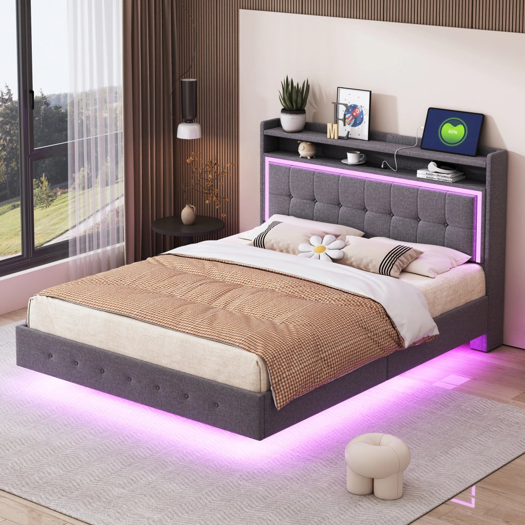 letto imbottito lino grigio 140 x 200 cm