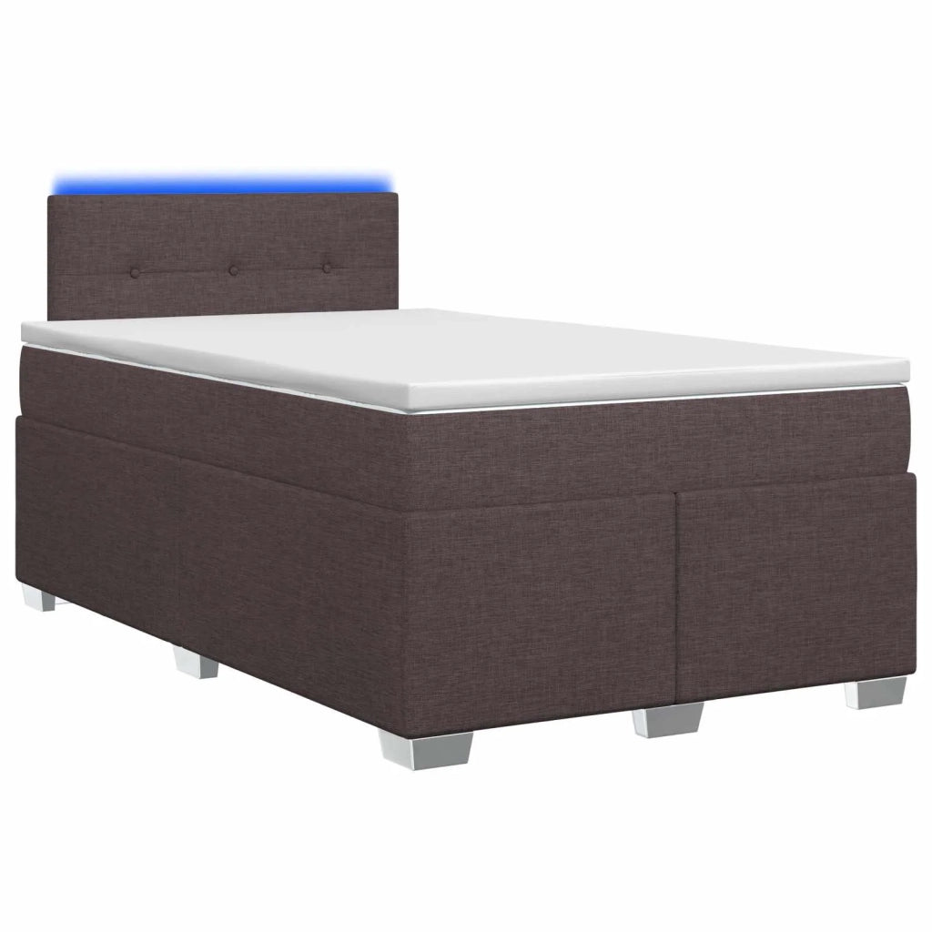 Letto con Box Spring, Materasso e LED Marrone Scuro Tessuto 3451899