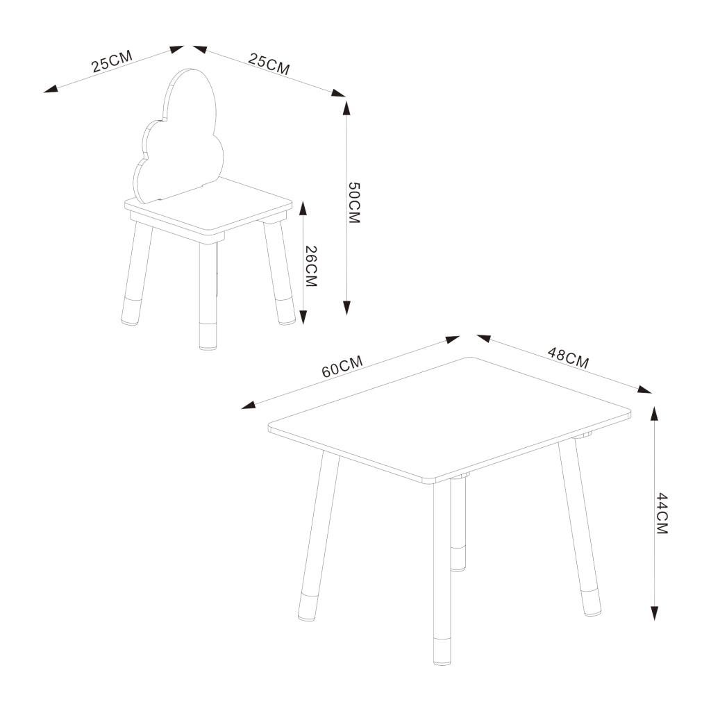Set di 3 Mobili per Cameretta Hovle Tavolino e 2 Sedie - Verde Menta / Naturale [en.casa]