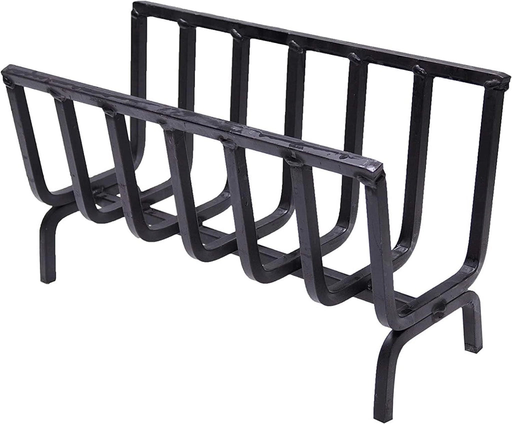 Porta Legna brucia legna in Ferro per Camino e Barbecue, Braciere Brucia Legna, Nero 48x21 cm