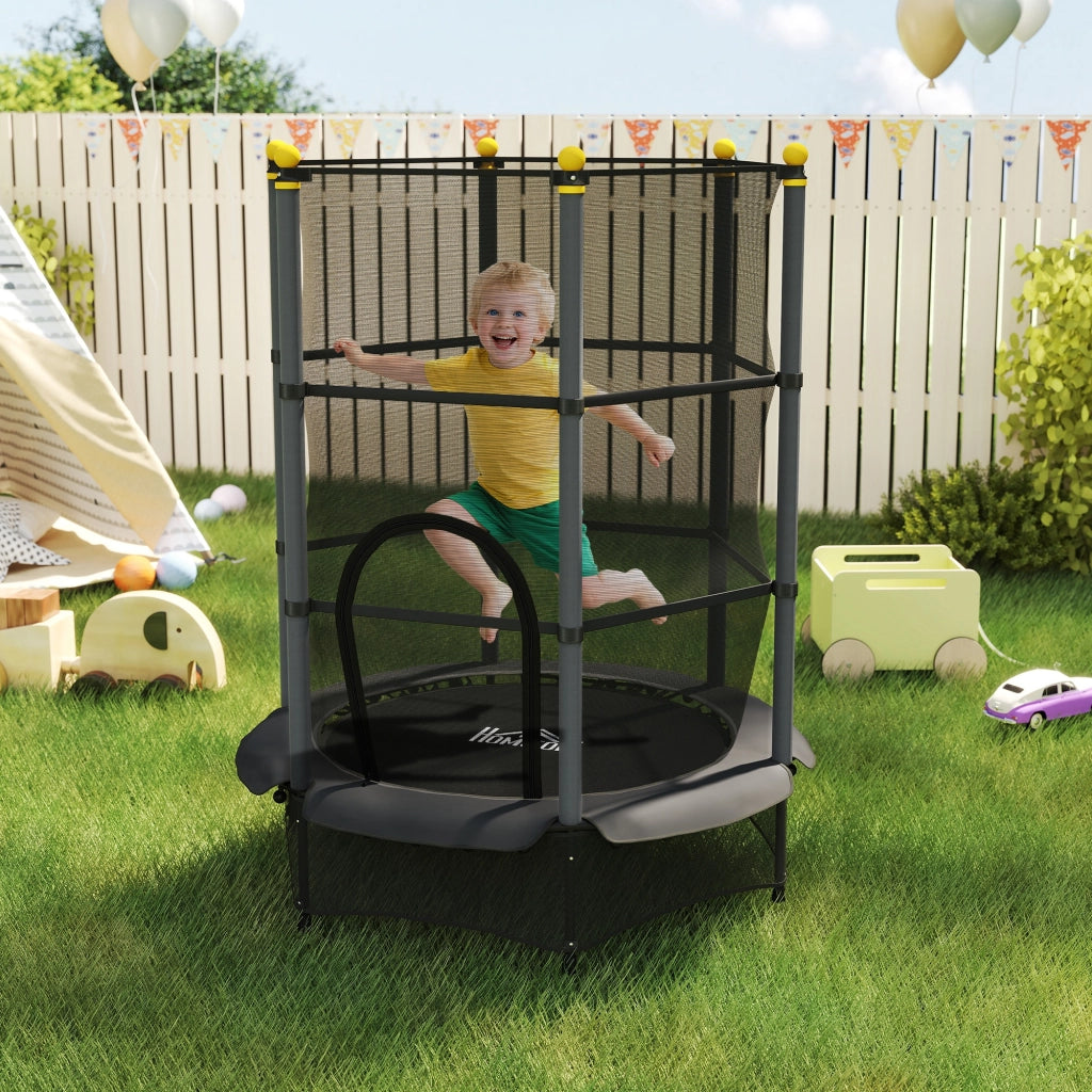 Trampolino Elastico per Bambini con Rete di Sicurezza ¨C Minimal ¨C Nero ?140x190 cm