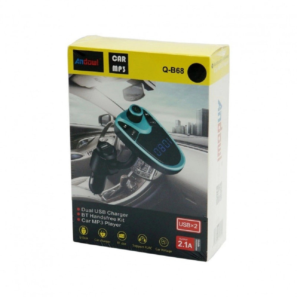 Trade Shop - Lettore Mp3 Multifunzione Wireless 2.1a Caricabatteria Doppio Usb Per Auto Q-b68 -