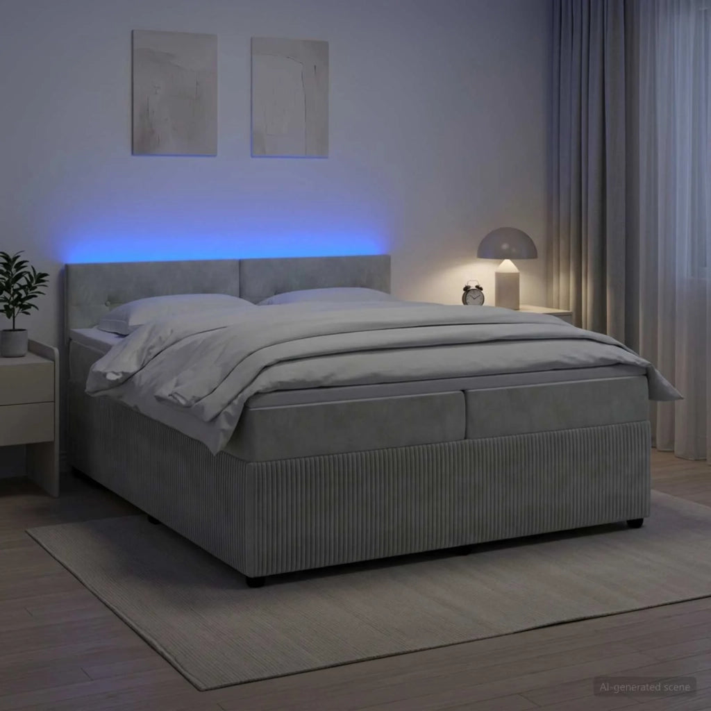 Letto box spring con materasso Grigio Chiaro 200 x 200 cm 3453209