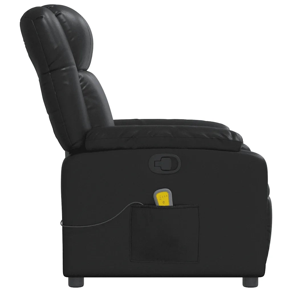 Poltrona Massaggiante | Sedia Relax Reclinabile Nera in Similpelle
