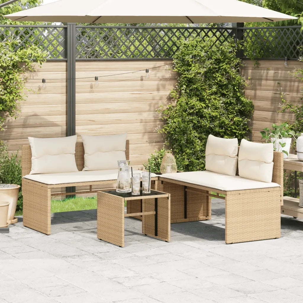 Set Divano da Giardino 4 pz con Cuscini Beige in Polyrattan 4003882