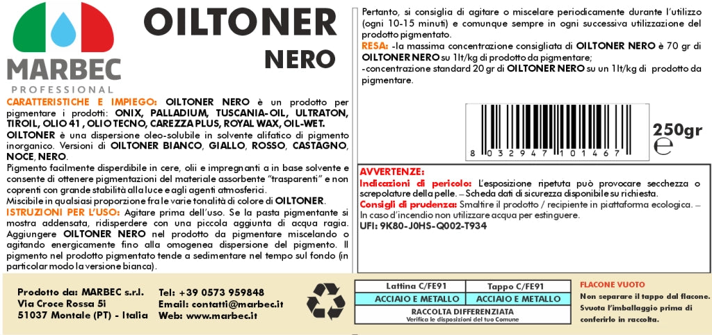 Pigmento in dispersione oleo-solubile OILTONER NERO   250GR