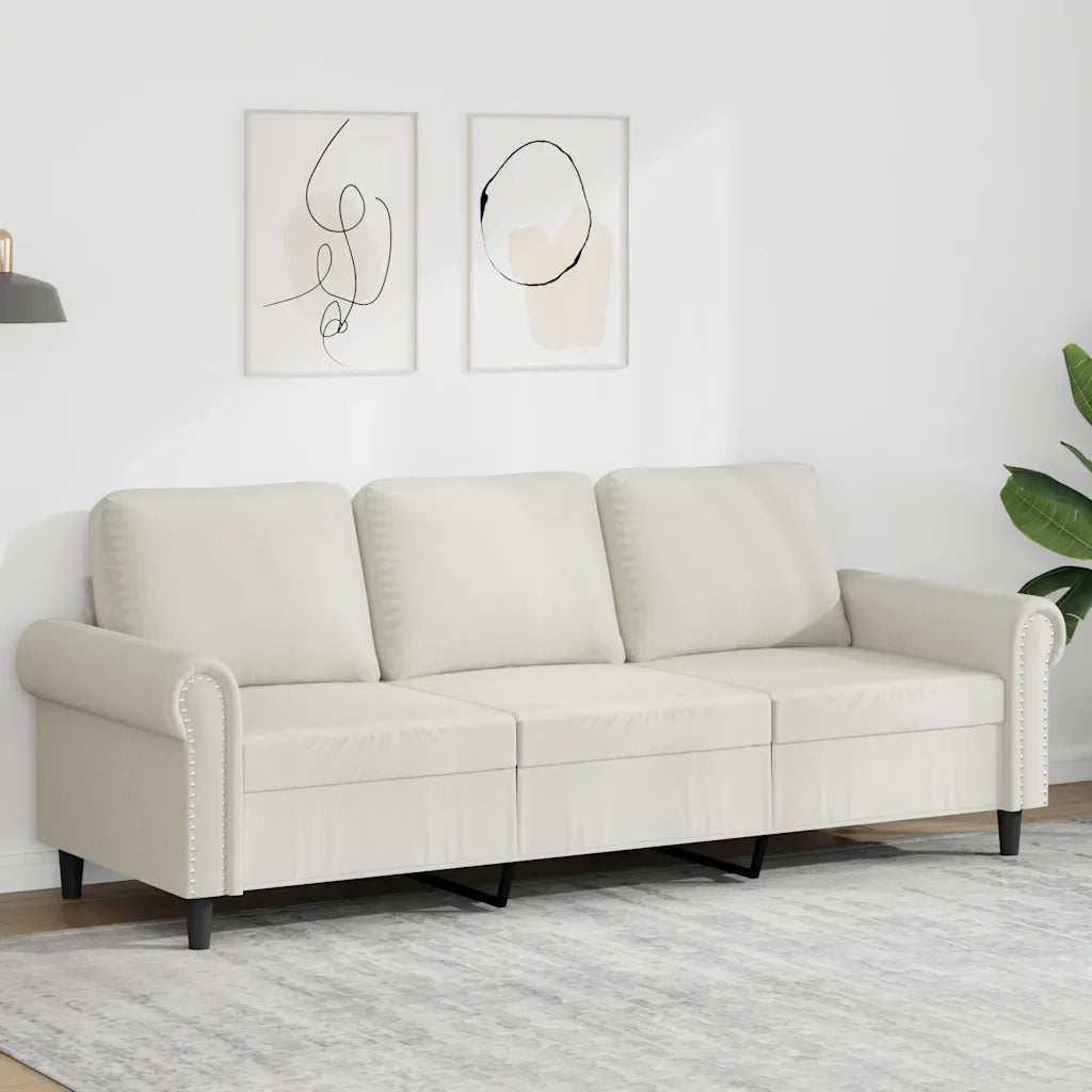 Divano a 3 Posti Crema 180 cm in Velluto 359547