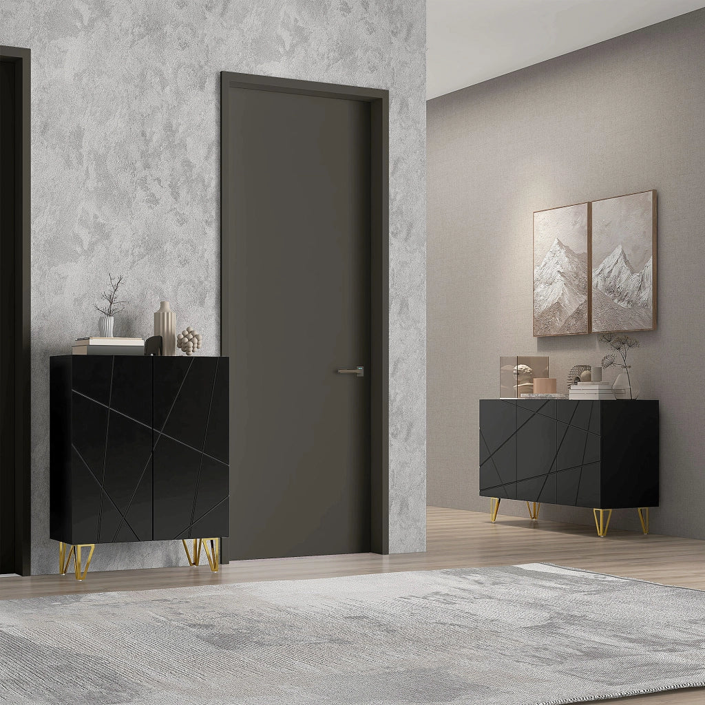 Credenza con 3 ante e ripiani regolabili ¨C Xylo ¨C Nero 120x40x75 cm