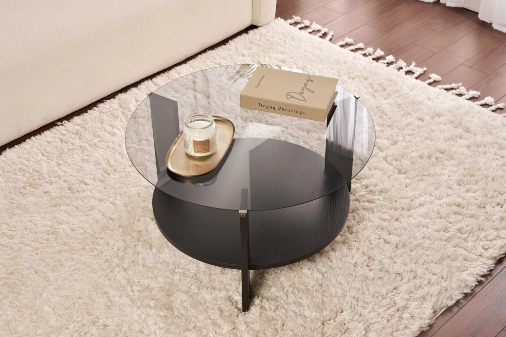 Tavolo basso in legno "Clara" - 75 x 75 x 40 cm - Bois Noir Fumée