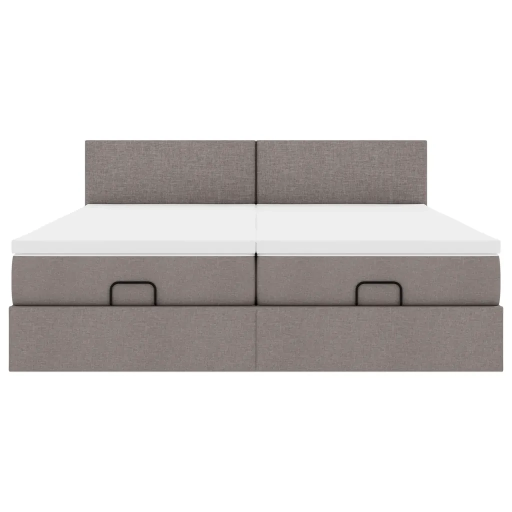 Struttura Letto Pouf con Materassi Tortora 180x200cm in Tessuto 3311977