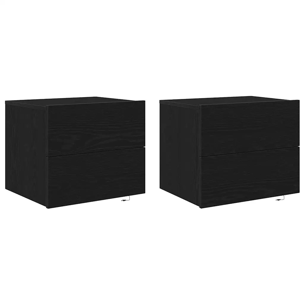Armadio da Notte con cassetto 2 pcs Rovere Nero 50 x 39 x 41 cm 863077