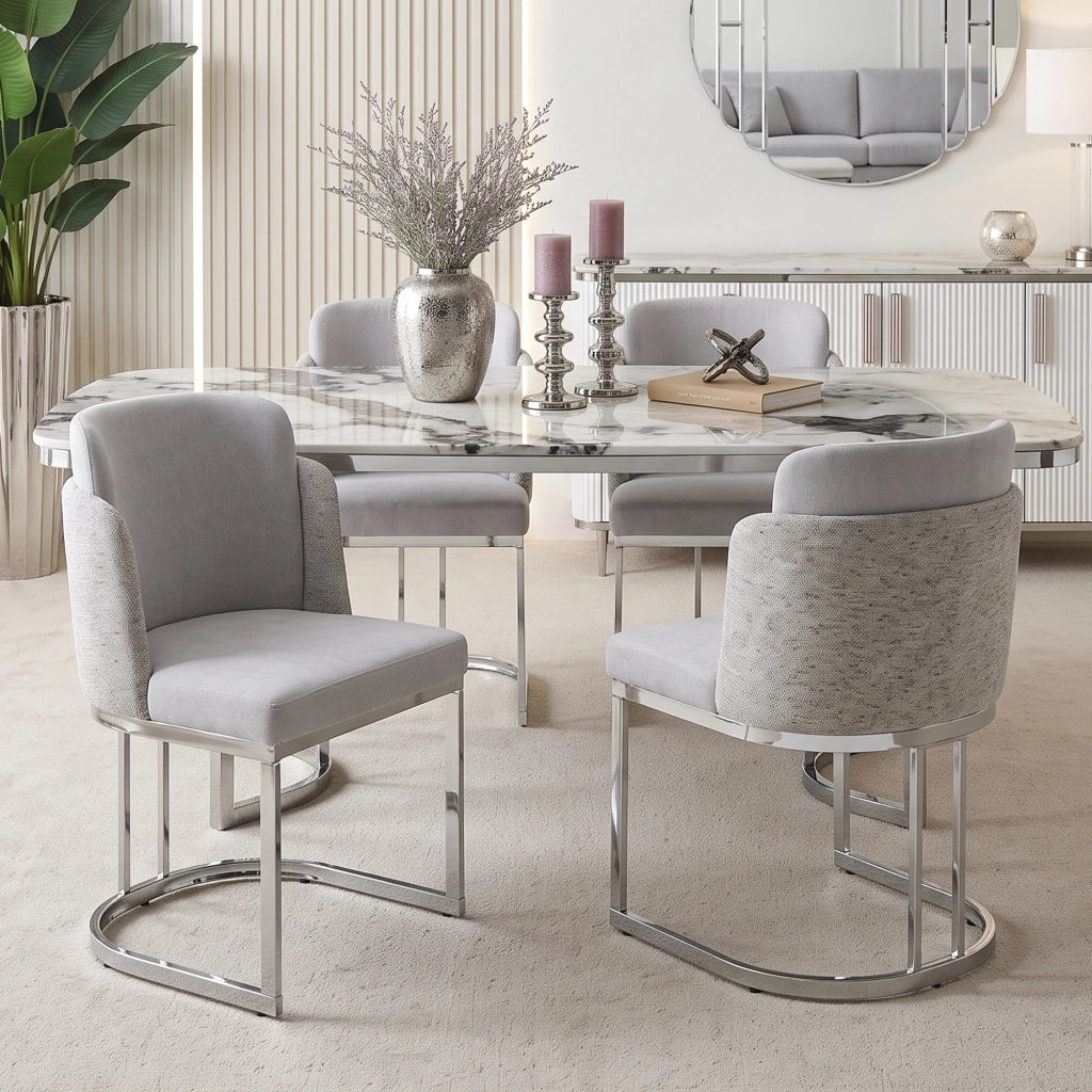 SEDIA Set da 2 pezzi Chenille Grigio e Argento