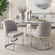 SEDIA Set da 2 pezzi Chenille Grigio e Argento