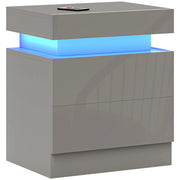 Comodino con Luci LED e 2 Cassetti ¨C Minimal ¨C 45x35x52 cm Grigio