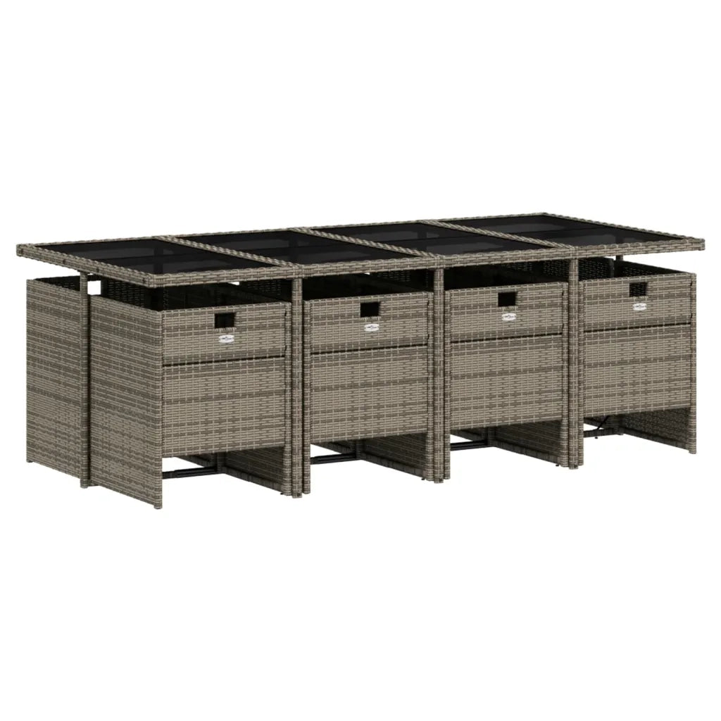 Set da pranzo da giardino da 9 pz con Cuscini in Polyrattan Grigio 3277692