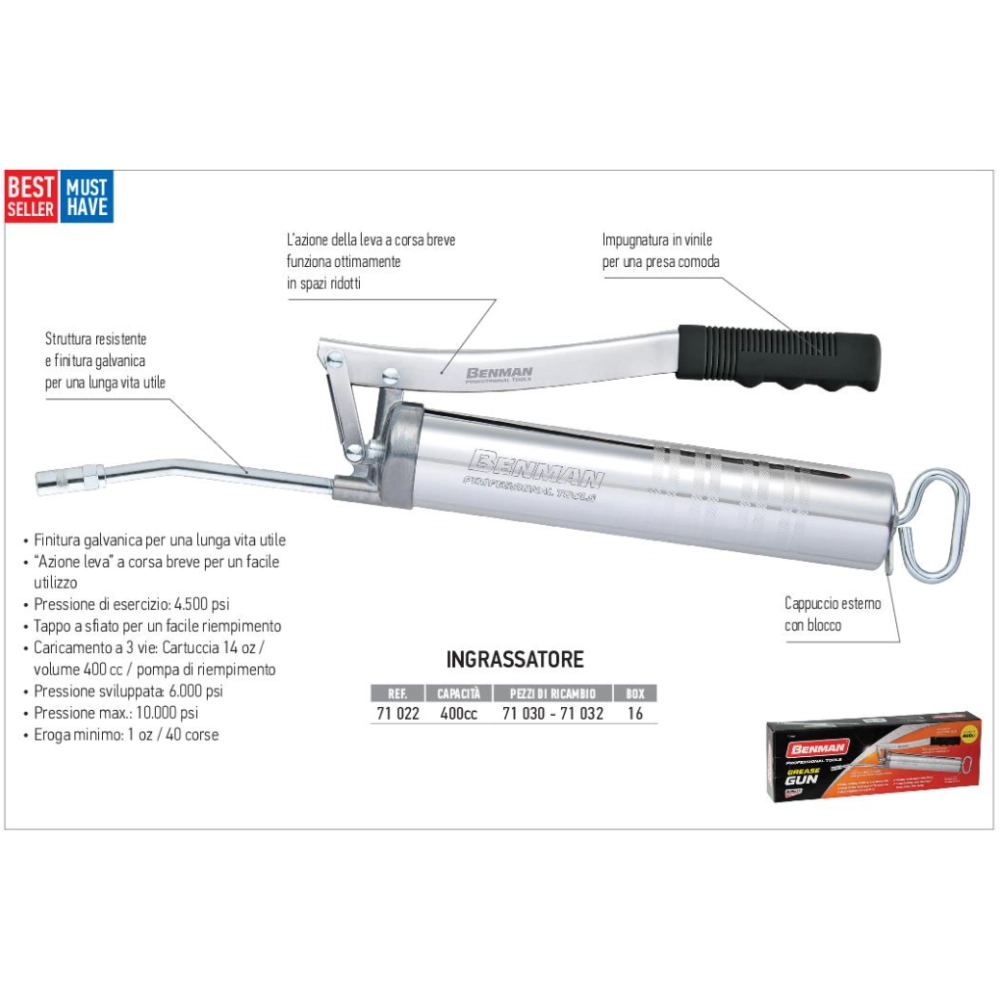 Benman ingrassatore a leva professionale capacità 400cc