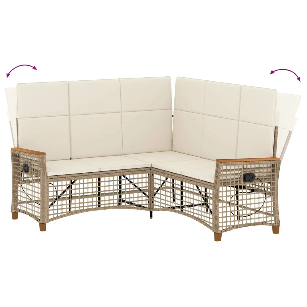 Set di Divani Recliner da Giardino Beige e Bianco Crema 42026826