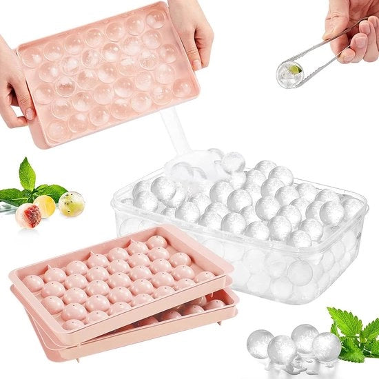 Ice Cube Tray con 33 Compartimenti e Coperchio - BPA Libero - Per Birra, Cocktail e Whisky (1 Pezzo Rosso)
